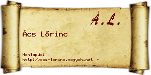 Ács Lőrinc névjegykártya